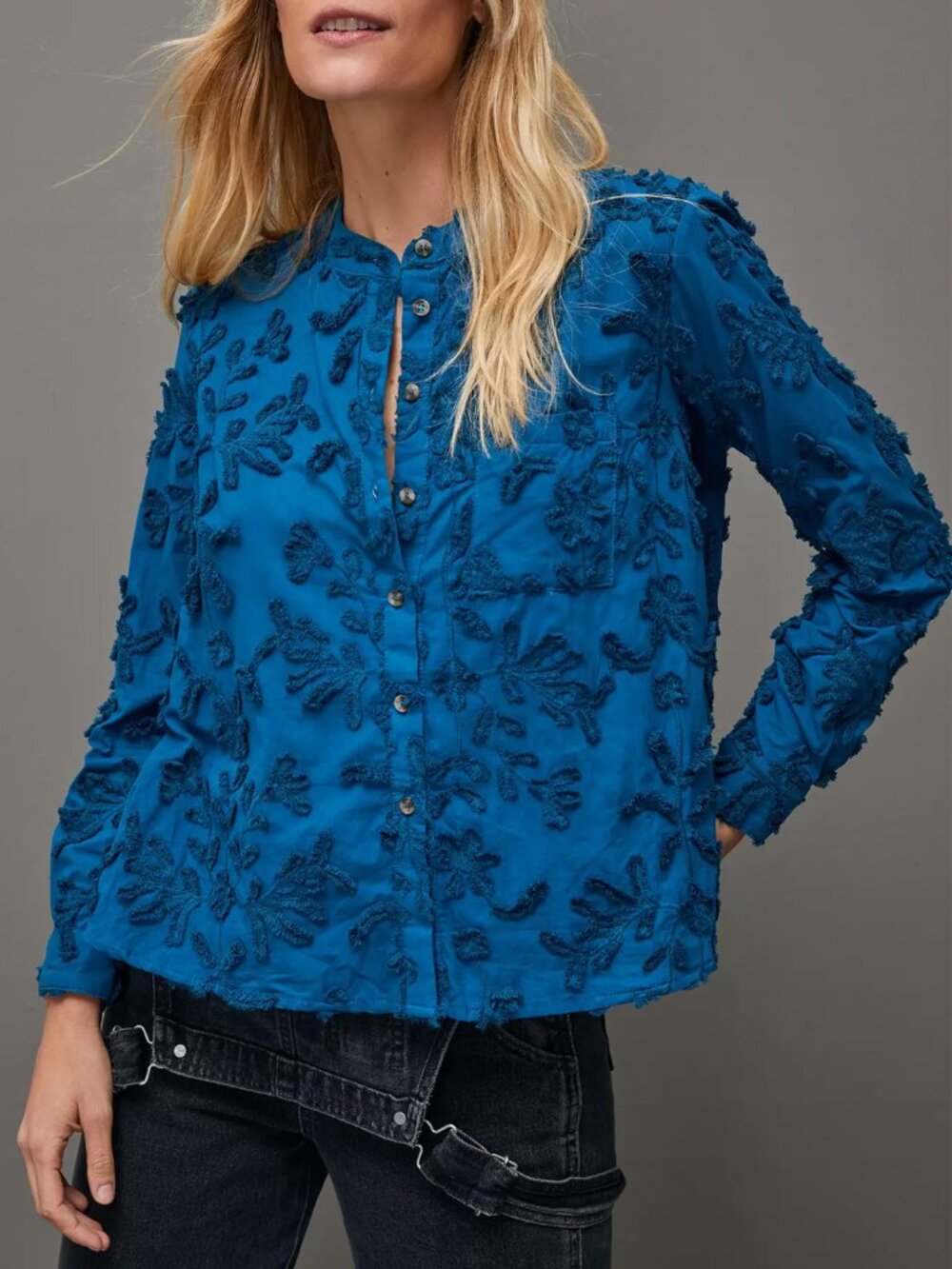 Anthropologie Pilcro Whitney Textured Trapeze Button-Front Shirt